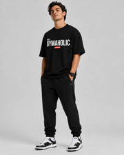 GYMAHOLIC OVERSIZED T-SHIRT- BLACK