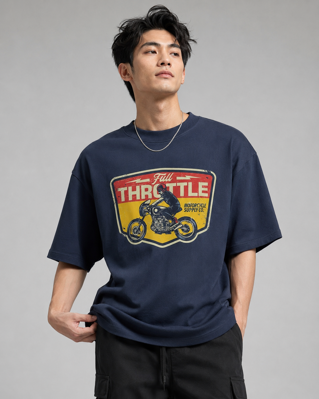 FULL THROTTLE NAVY OVERSIZED T-SHIRT