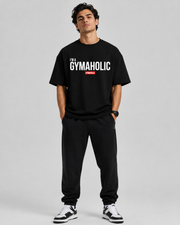 GYMAHOLIC OVERSIZED T-SHIRT- BLACK