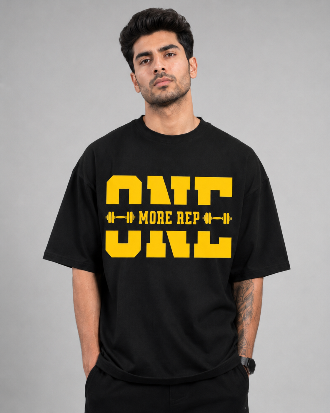ONE MORE REP OVERSIZED T-SHIRT- BLACK