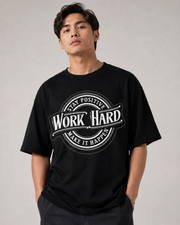 WORK HARD OVERSIZED T-SHIRT- BLACK