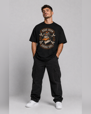 Road Born Garage Soul black oversized t-shirt full front