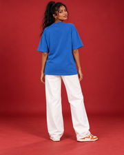 SKYBOUND plain blue oversized women's tee back