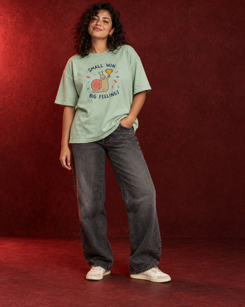SMALL WIN, BIG FEELINGS Oversized T-Shirt – Mint
