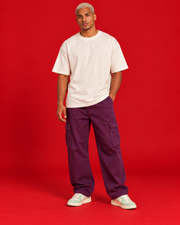 Social Battery Low off-white oversized T-shirt plain front view red studio
