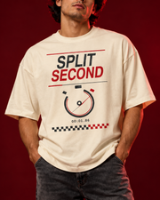 SPLIT SECOND off-white oversized T-shirt detail view