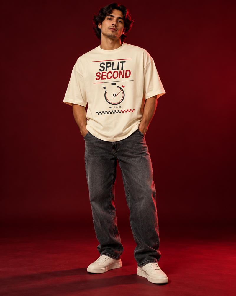 SPLIT SECOND RACING OVERSIZED T-SHIRT – OFF WHITE