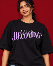 STILL BECOMING black tee Close view