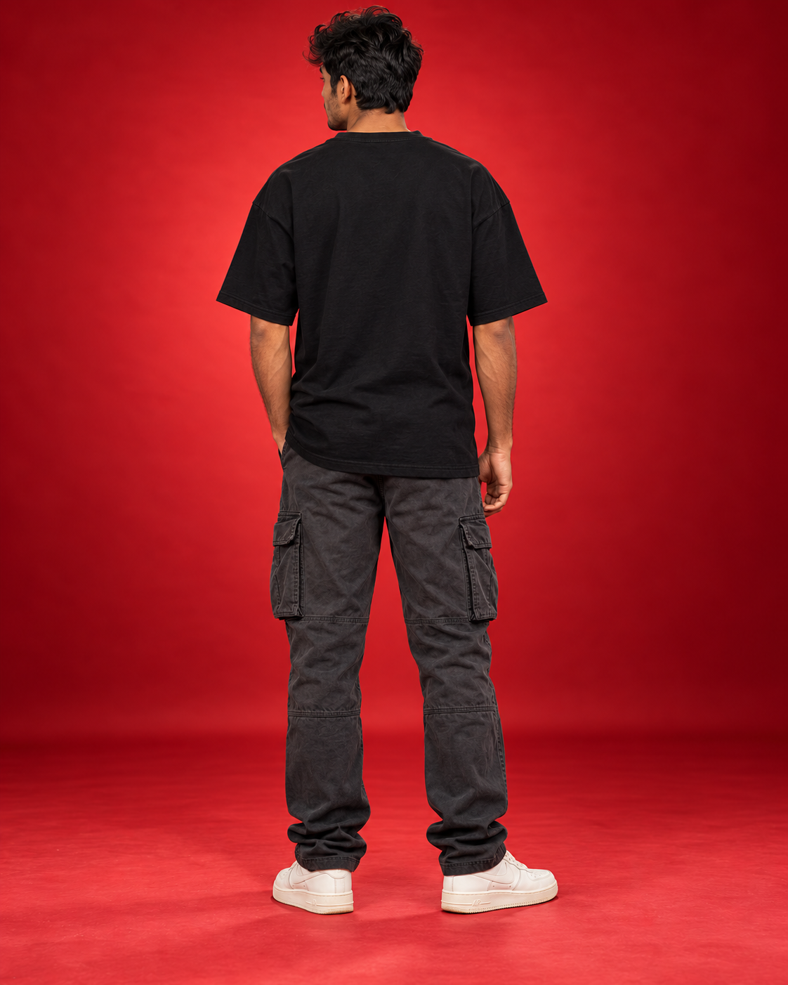 Street XI black mens oversized tee back