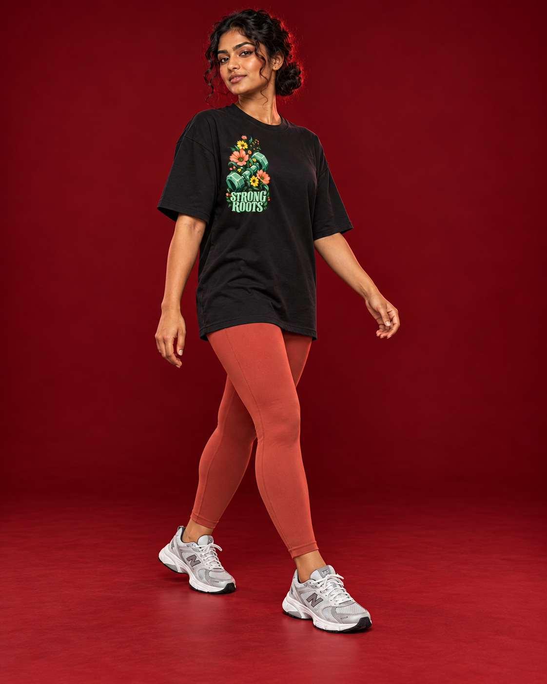 STRONG ROOTS women's black tee Side view