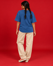 Surf Club women's blue oversized T-shirt plain back view