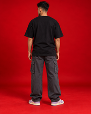 TAAL black oversized T-shirt plain back view red studio