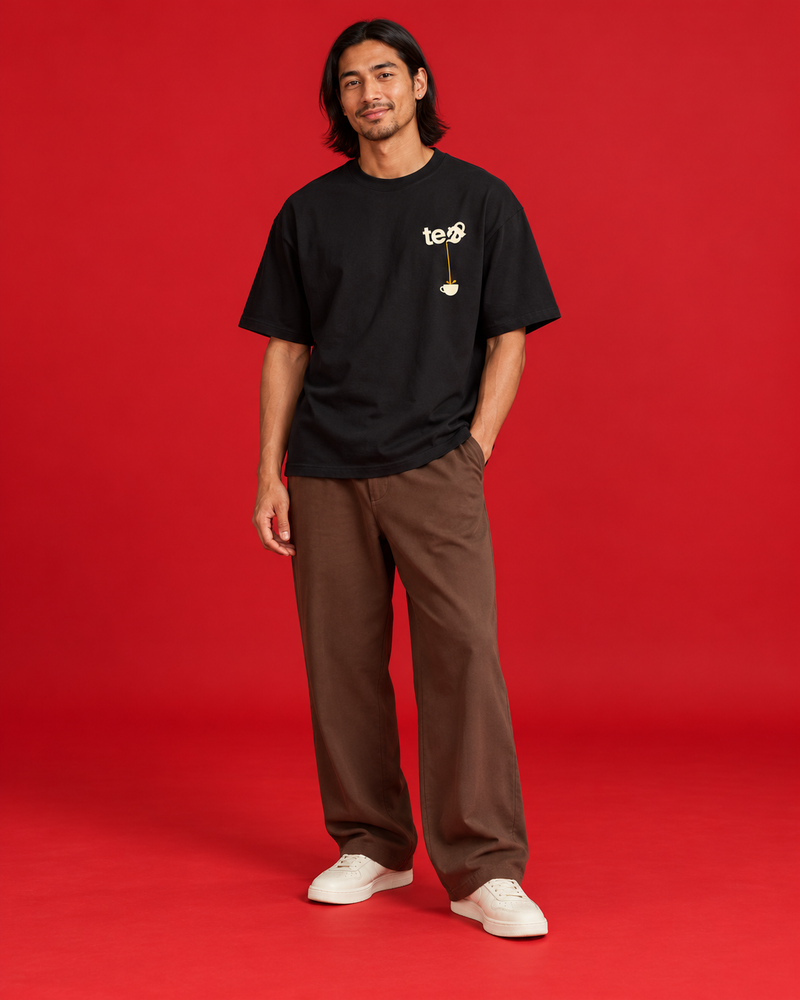 TEA POUR — BLACK OVERSIZED T-SHIRT