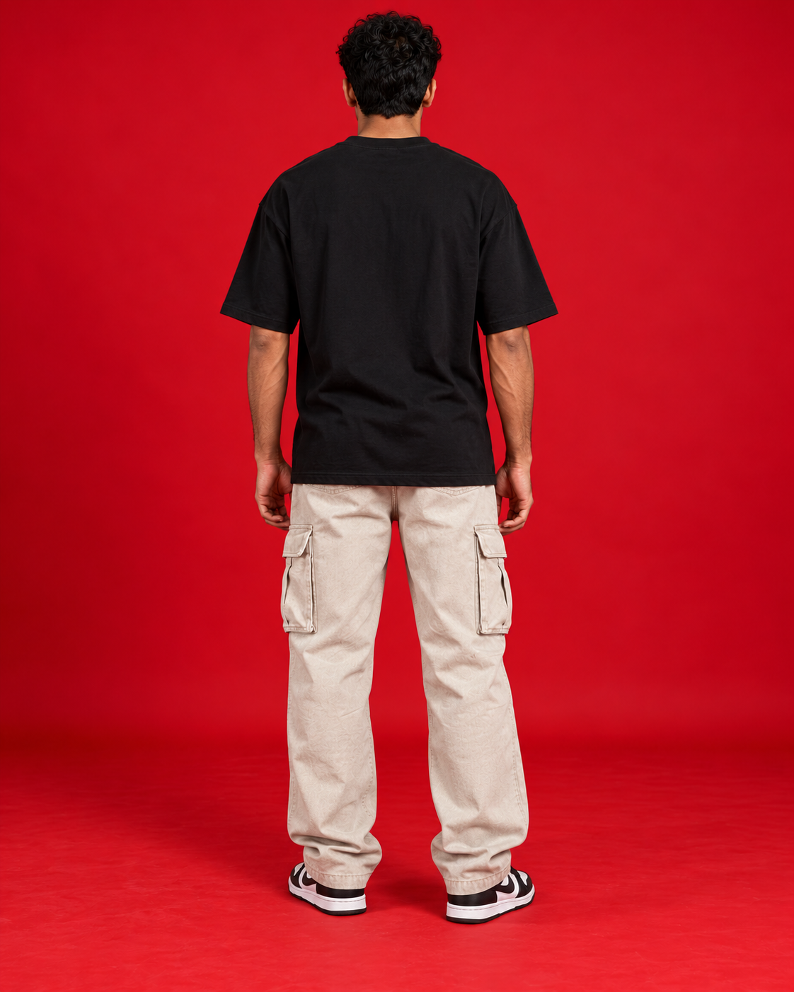 Tham Rahayla black oversized Marathi typography T-shirt back
