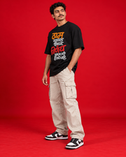 Tham Rahayla black oversized Marathi typography T-shirt side
