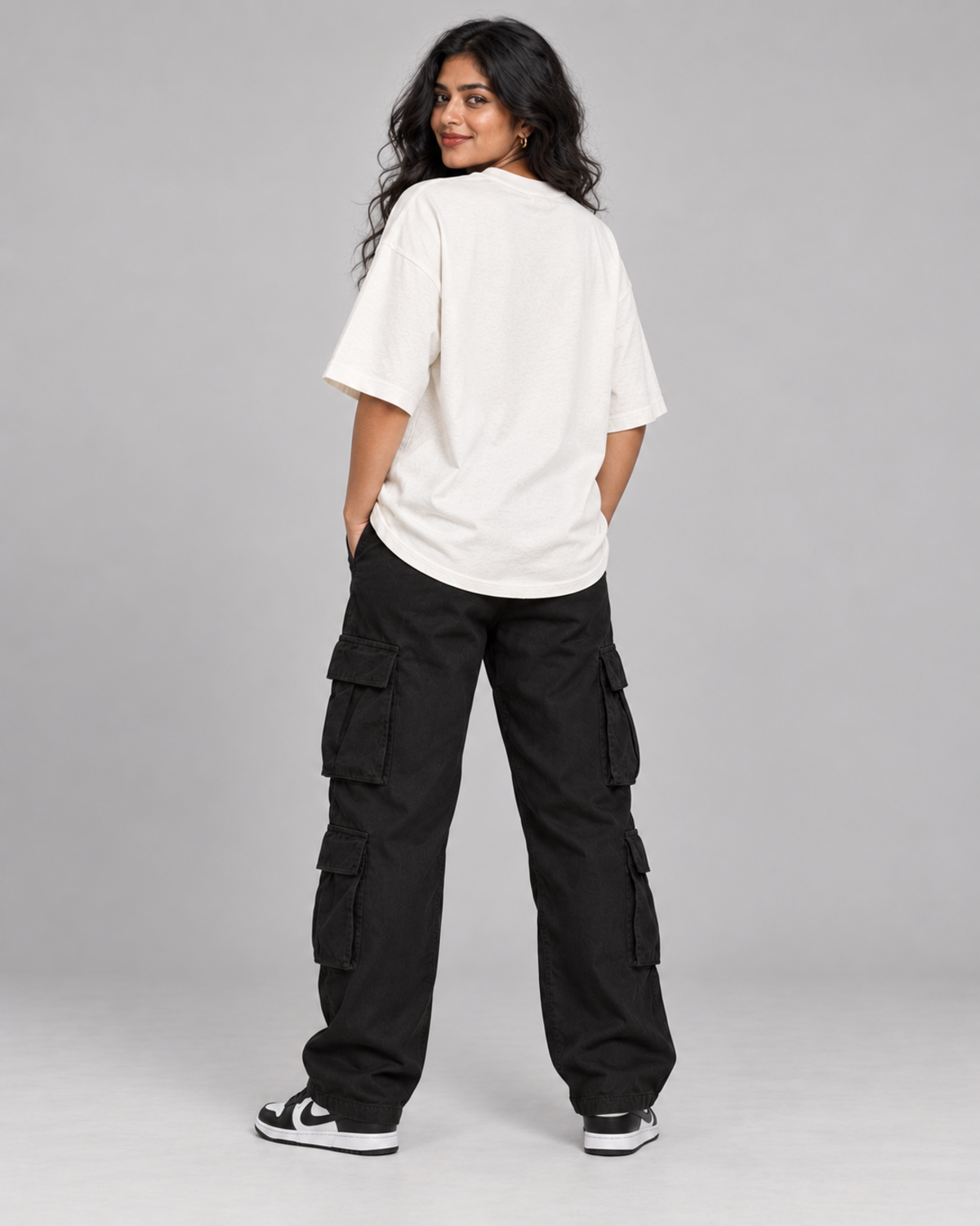 TINY BUT FIERCE WOMEN'S OVERSIZED T-SHIRT in Off White – clean back