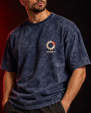 TORQUE THEORY 01 blue acid wash oversized T-shirt detail view