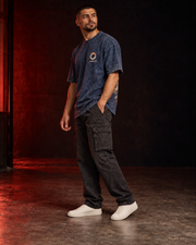 TORQUE THEORY 01 blue acid wash oversized T-shirt side view