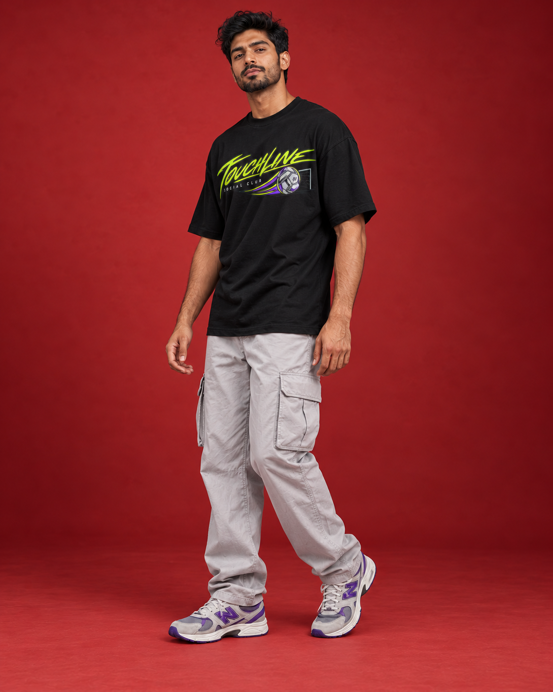 TOUCHLINE SOCIAL CLUB three-quarter men's tee view