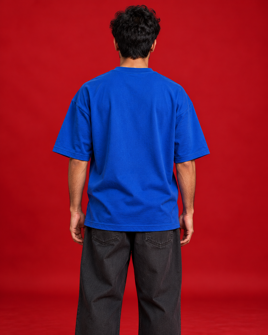 Tu Jaanta Nahi blue oversized Hindi typography T-shirt back