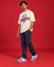 UNBOTHERED men's off-white tee three-quarter side