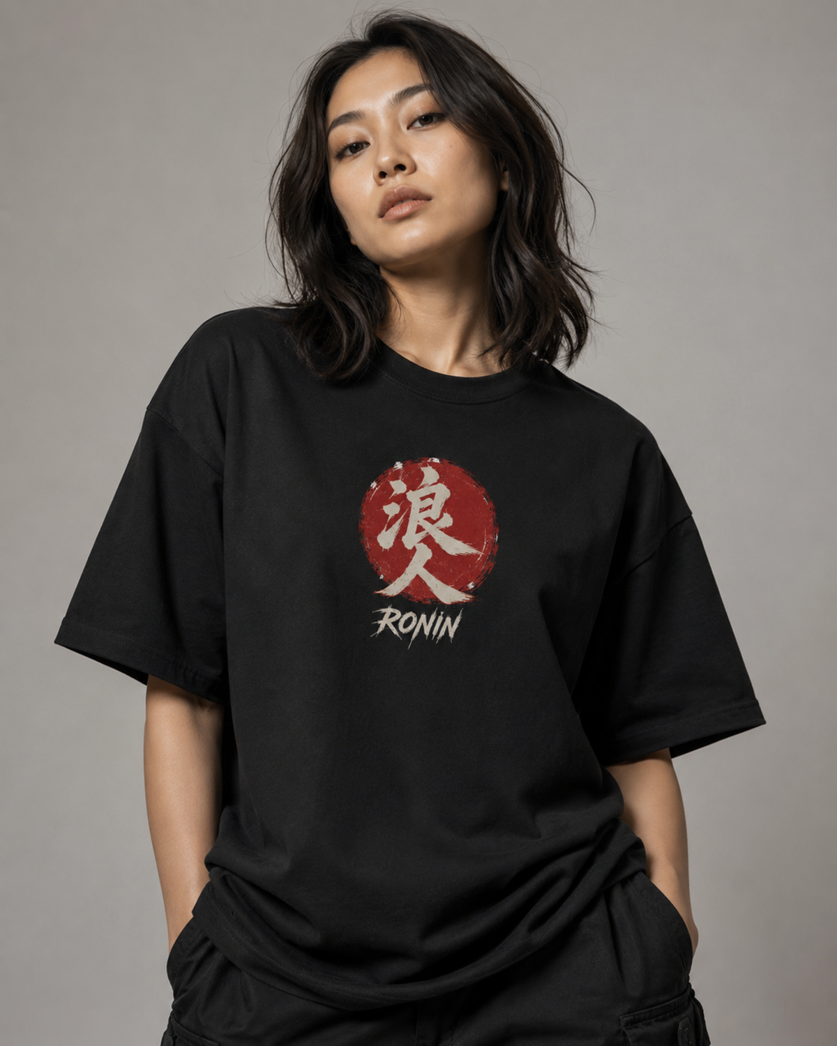 Unbroken Ronin women's oversized T-shirt close-up