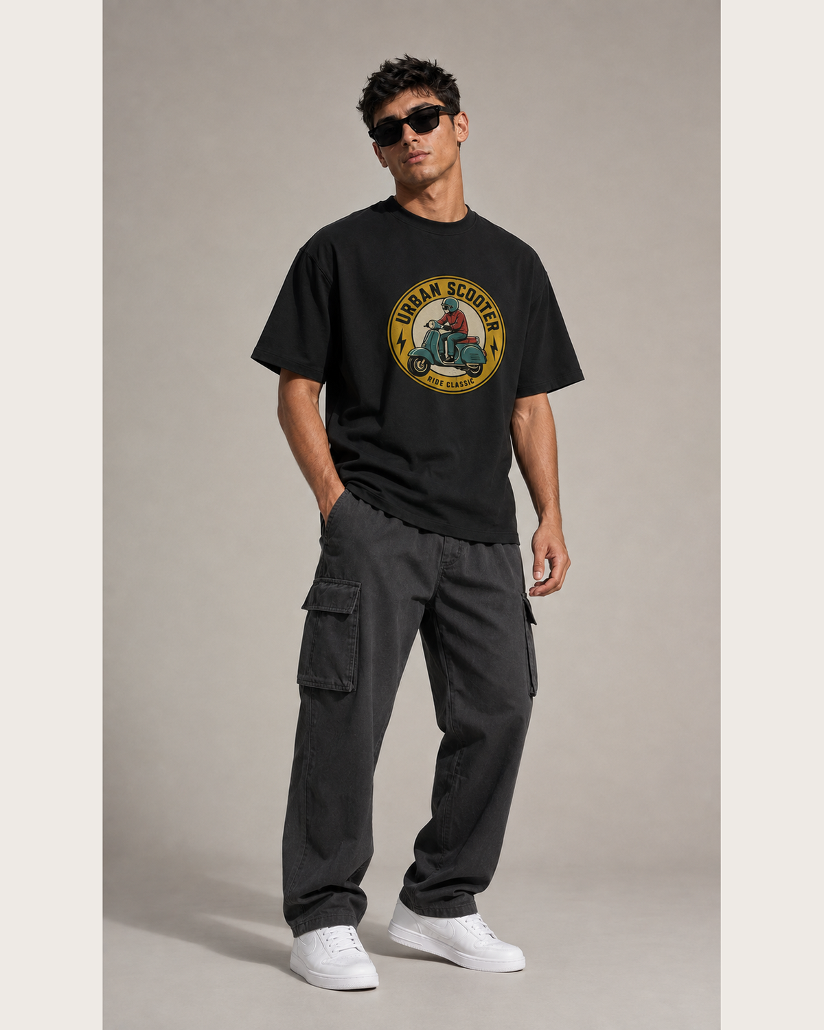 URBAN SCOOTER RIDE CLASSIC oversized T-shirt three-quarter front