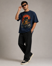 Urban Scooter Rush navy oversized T-shirt three-quarter pose