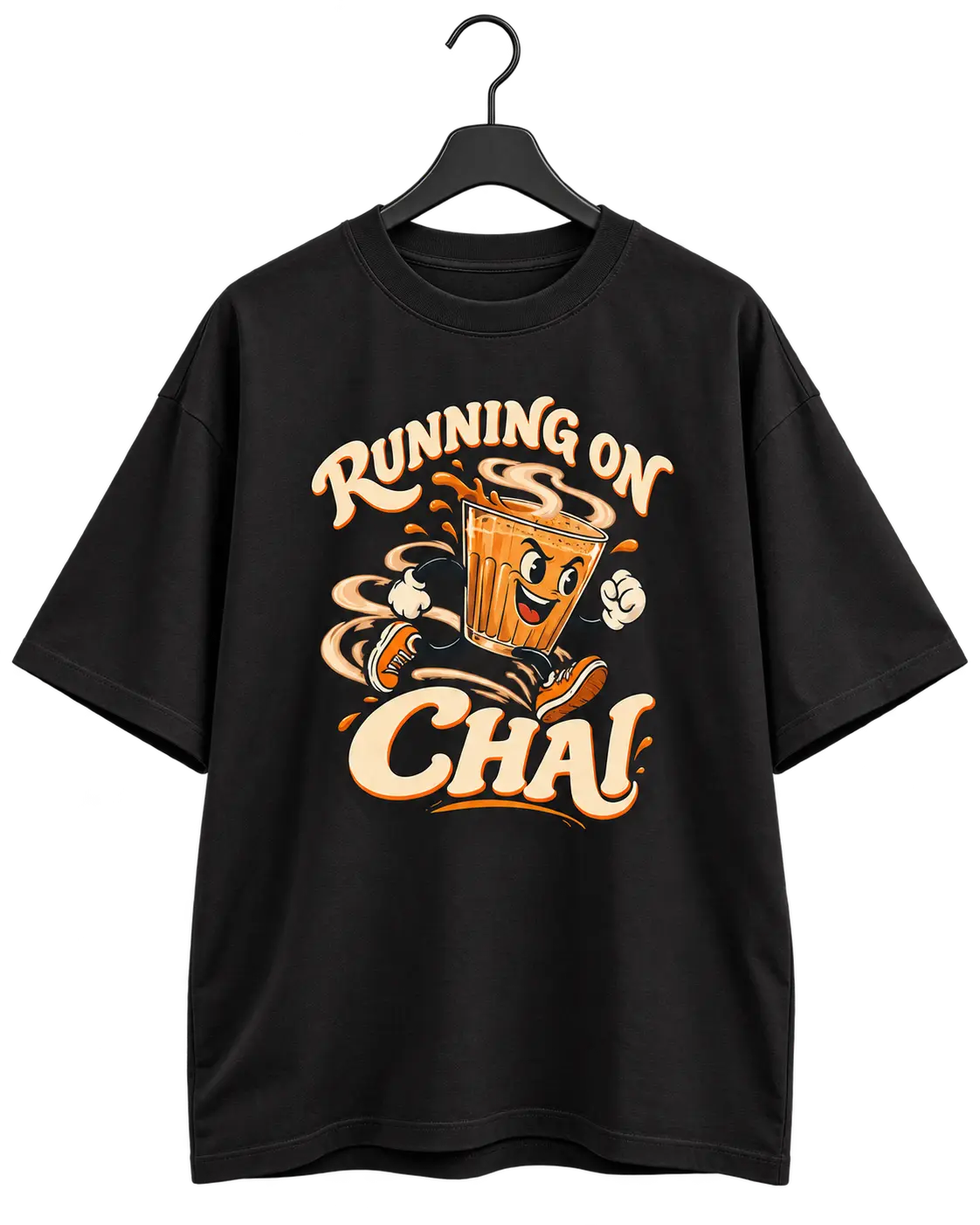 RUNNING ON CHAI — BLACK OVERSIZED T-SHIRT