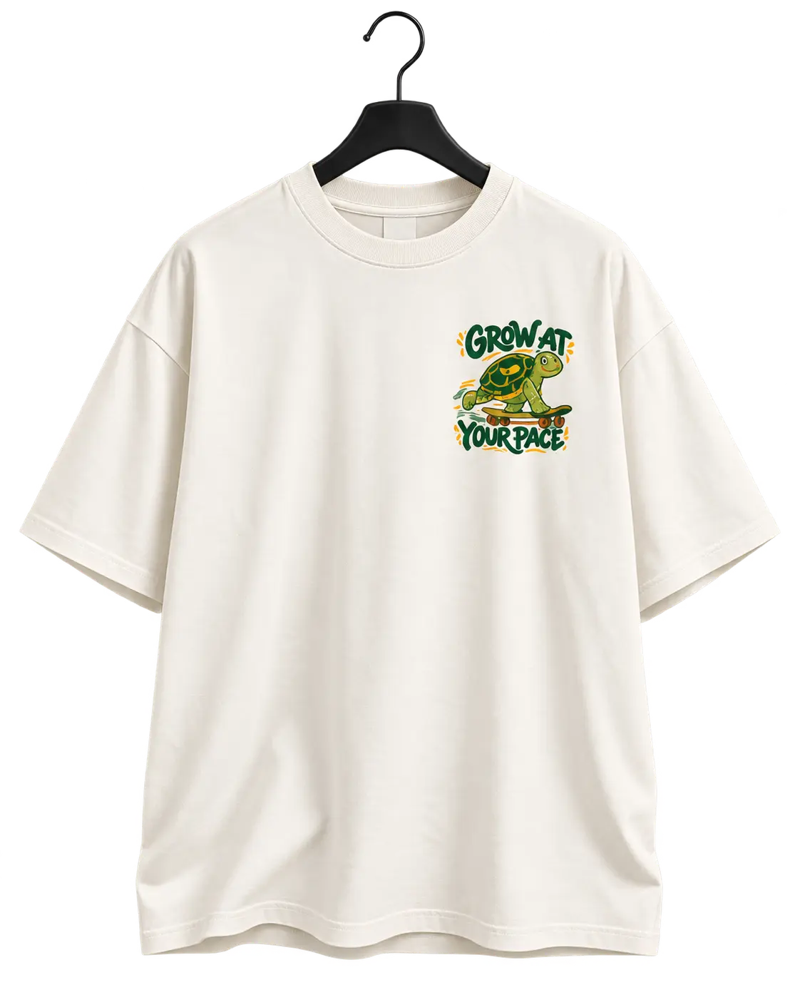 GROW AT YOUR PACE — OFF-WHITE OVERSIZED T-SHIRT