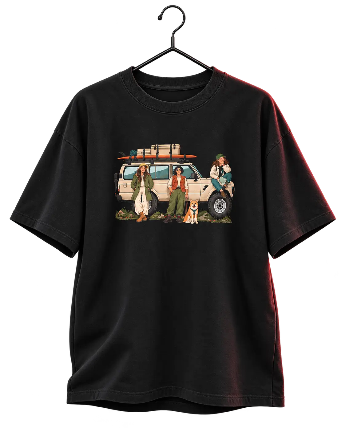 TRAIL CREW — WOMEN'S BLACK OVERSIZED T-SHIRT